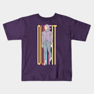 Lavender Hijab Lady Kids T-Shirt